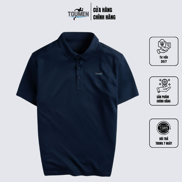 Áo polo trơn nam TOUMEN – vải co giãn thoáng khí – form slimfit tôn dáng – thấm hút mồ hôi